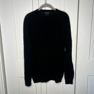 Zara Man 100% Extra Fine Merino Wool Black Sweater Men's Size Large